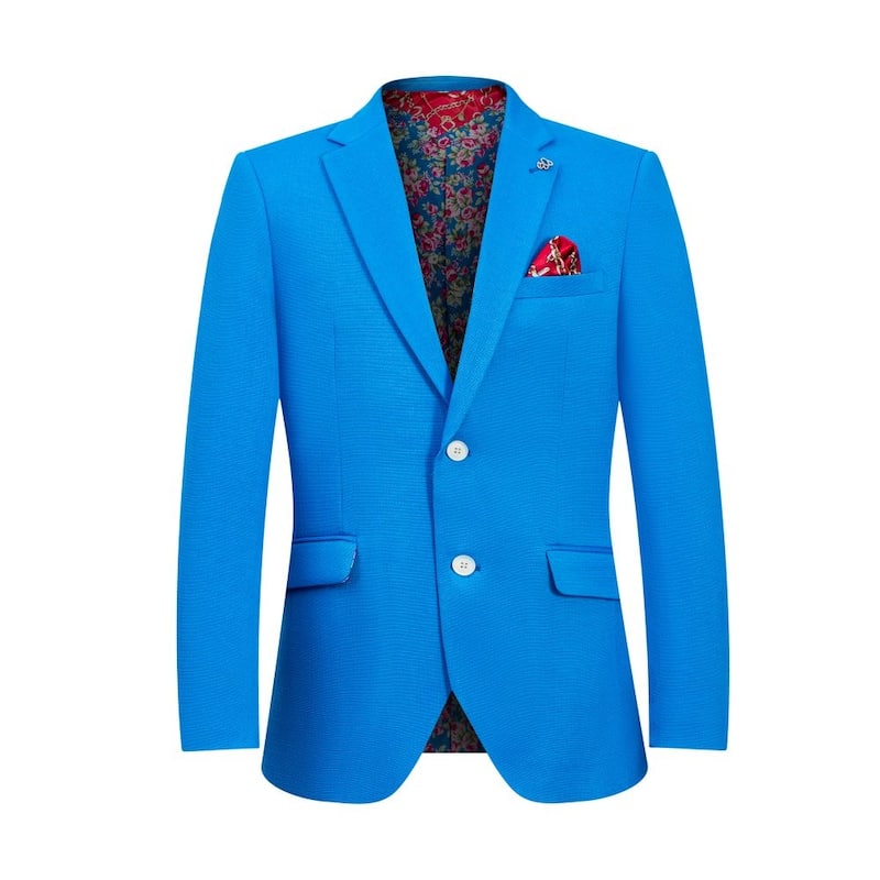 Elie Balleh Boys' Slim Fit Classic Blazer - S/4 - Royal blue