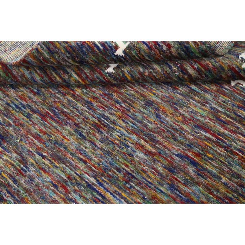 Hand Knotted Oriental 100% Wool Carpet Tribal Abstract Multi-Colored Gabbeh Area Rug - 8' 1'' X 5' 3''