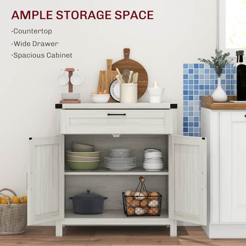 30" Magnetic Doors Storage Buffet Cabinet with Drawer and Adjustable Shelf Kitchen or Dining Room - 30" W x 15.25" D x 32.75" H
