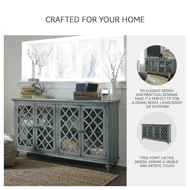 Signature Design by Ashley Mirimyn Blue Accent Cabinet - 68.5" W x 15.88" D x 37.88" H