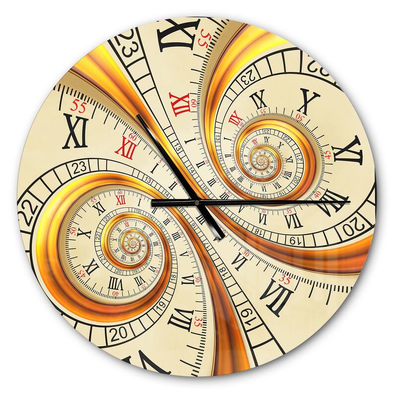 Designart 'Silver metal flower fractal' Oversized Contemporary Wall CLock - 16 in. wide x 16 in. high