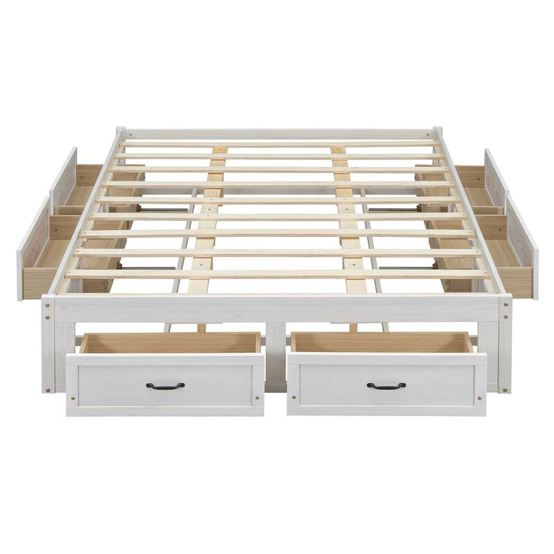 Queen Size MDF Platform Bed with 6 Storage Drawers
