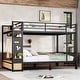 preview thumbnail 12 of 18, Storage Bunk Bed with Shelves, Wardrobe, 2 Drawers and Pegboard, Heavy Duty Metal Bunk Bed Frame, Noise Free, No Box Spring Need