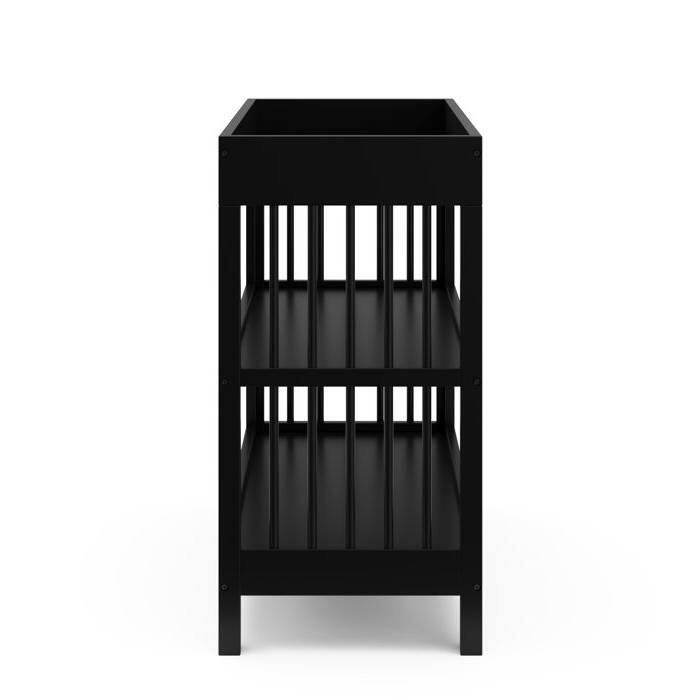 Modern Black Solid Wood Baby Changing Table with Water Resistant Changing Pad Included - 35”H x 33”W x 18”D