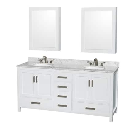 Wyndham Collection Sheffield Double Vanity Set, Medicine Cabinets