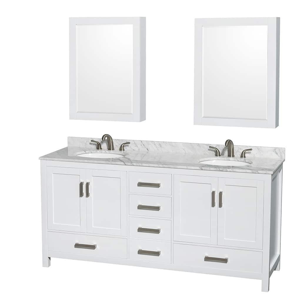 Wyndham Collection Sheffield Double Vanity Set, Medicine Cabinets