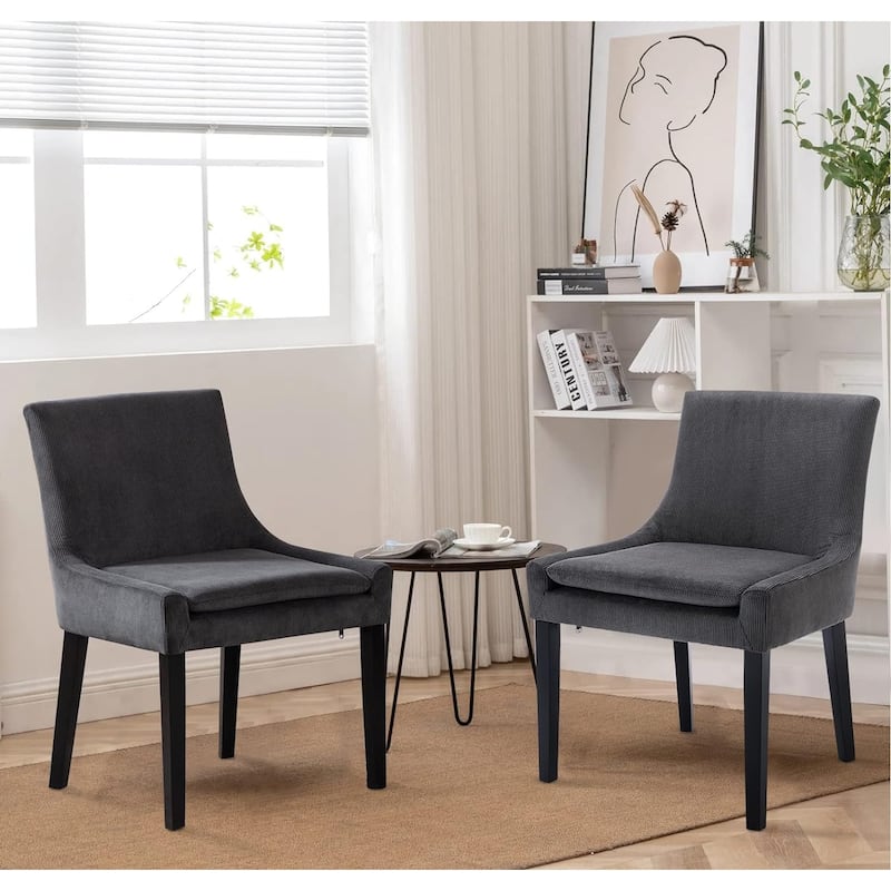 Upholstered Corduroy Accent Side Leisure Chairs with Soild Wood Legs