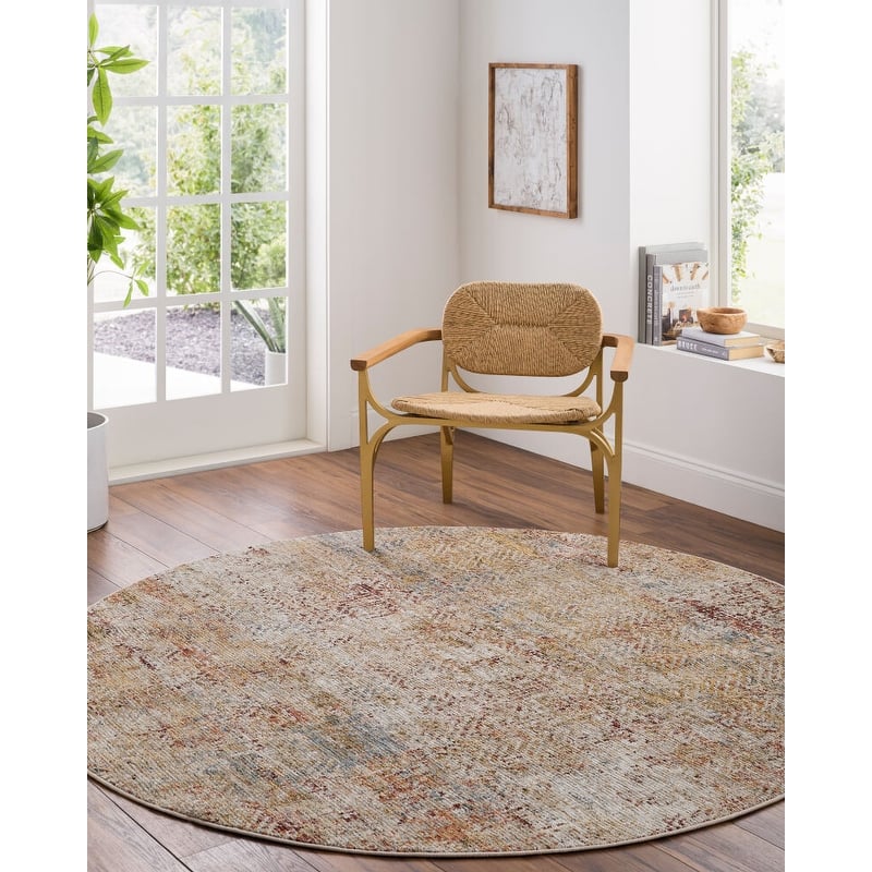 Livabliss Industrial Naila Abstract Area Rug - 2'7" x 10' - Beige/Red