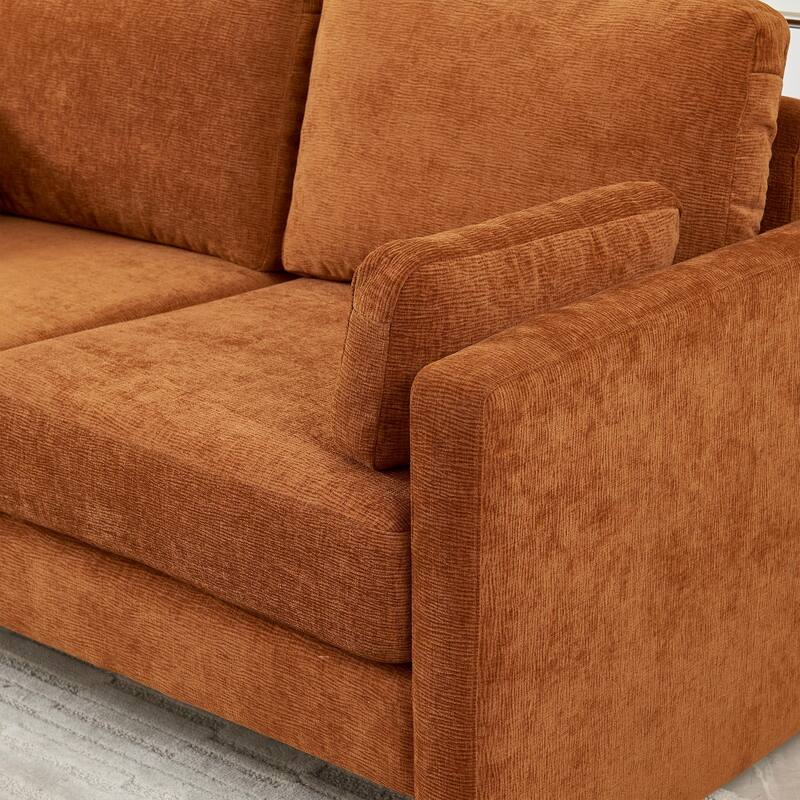 58.66"Small Modern Loveseat Sofa,Mid Century Chenille Fabric 2-Seat Couch Love Seat with Back Cushions