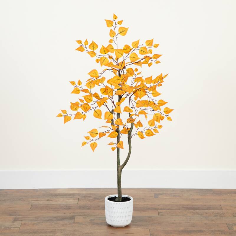 Birch Potted Artificial Tree - 4' - Yellow and White