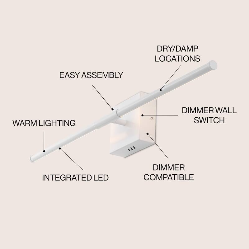 28" Dimmable Integrated LED Metal Wall Sconce, by JONATHAN Y