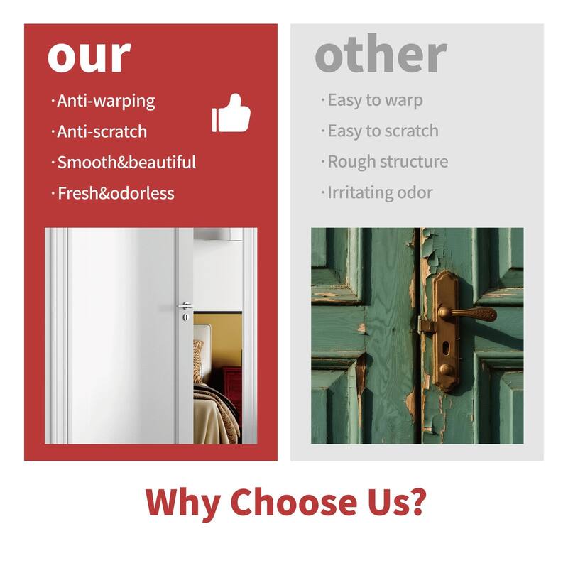 80''&96''H Clear Glass 6 Lite White Primed Pre-Finished French Interior Slab Door Shaker Pantry Door