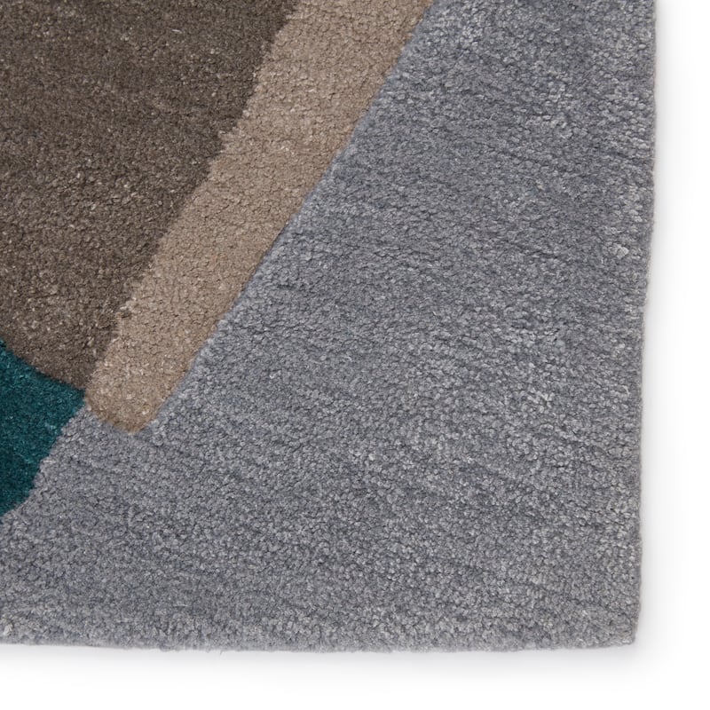 Connie Handmade Geometric Gray/ Teal Area Rug