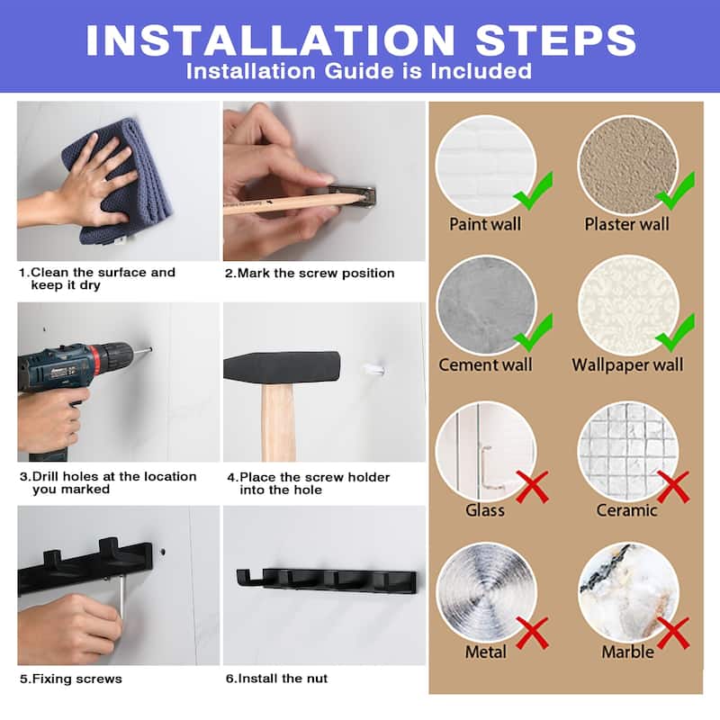 Heavy-duty Stainless Steel Towel Hook With 4 Hooks