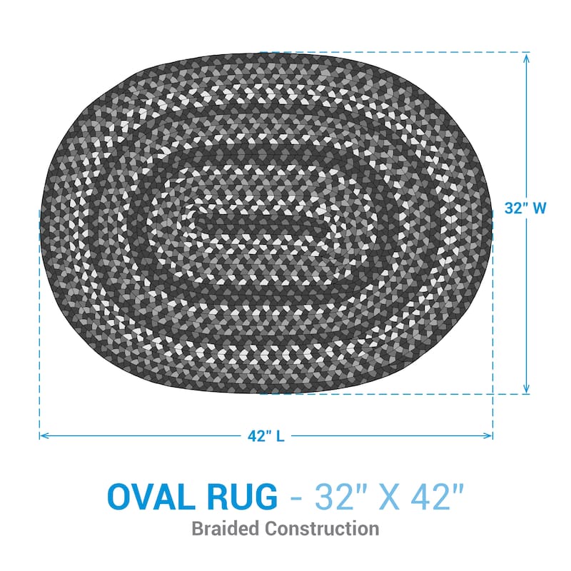 Park Designs Cozy Cottage Braided Blue Oval Indoor Rug 32"x 42" - 2'8"x3'6"