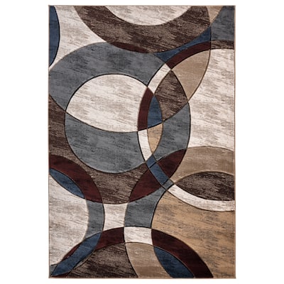 Orelsi Brown/Grey Polyester Area Rug
