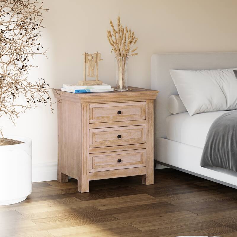 Maadze 28" WIde 3-Drawers Solid Wood Nightstand