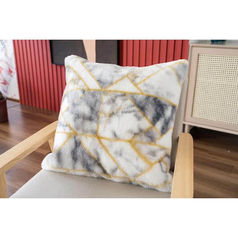 Faux Rabbit Fur Printed Pillow