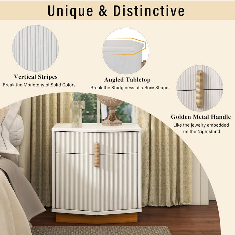 Christopher Knight Home - Silvio Nightstand with Manufactured Wood and Prism Silhouette
