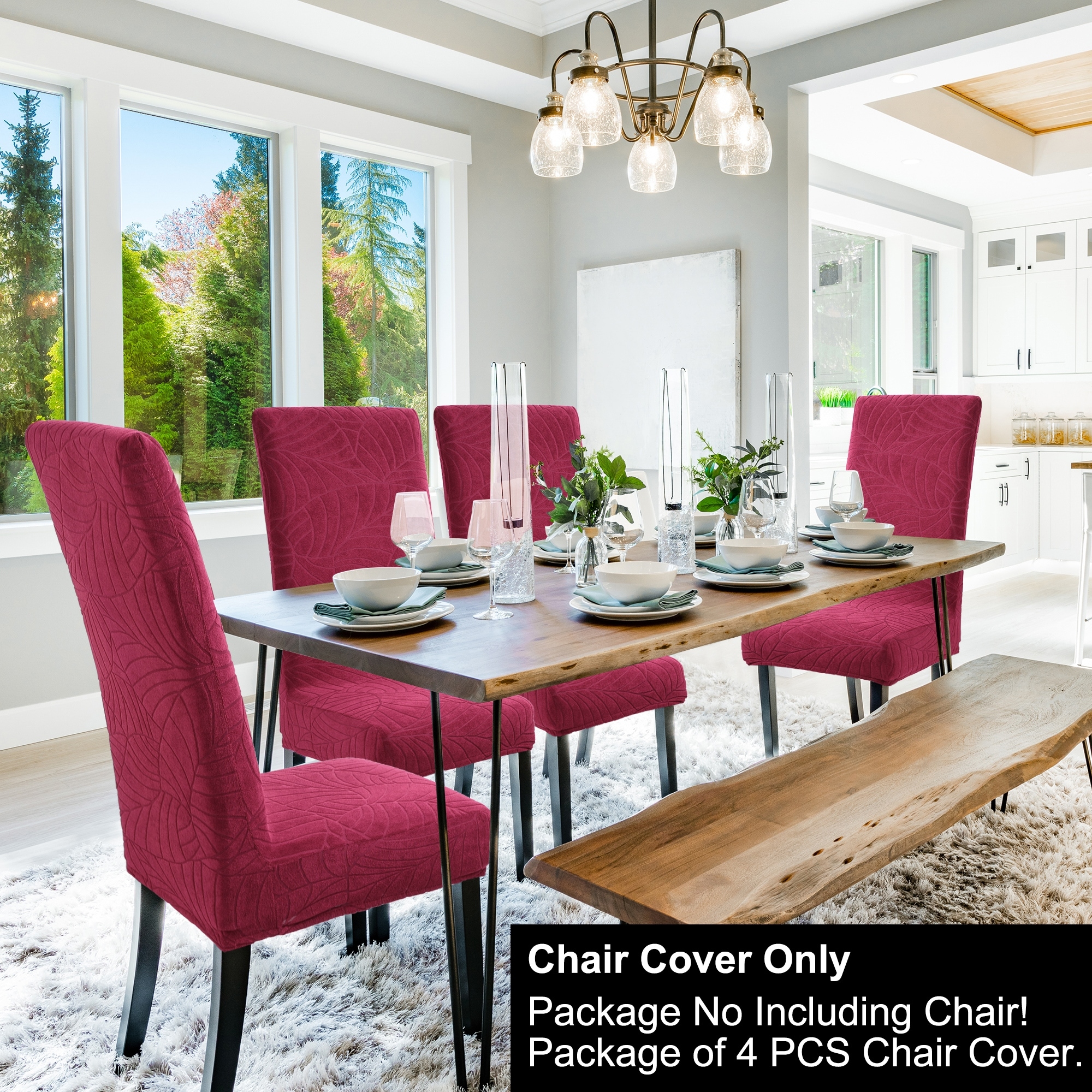 Jacquard Stretch Spandex Removable Dining Room Chair Covers