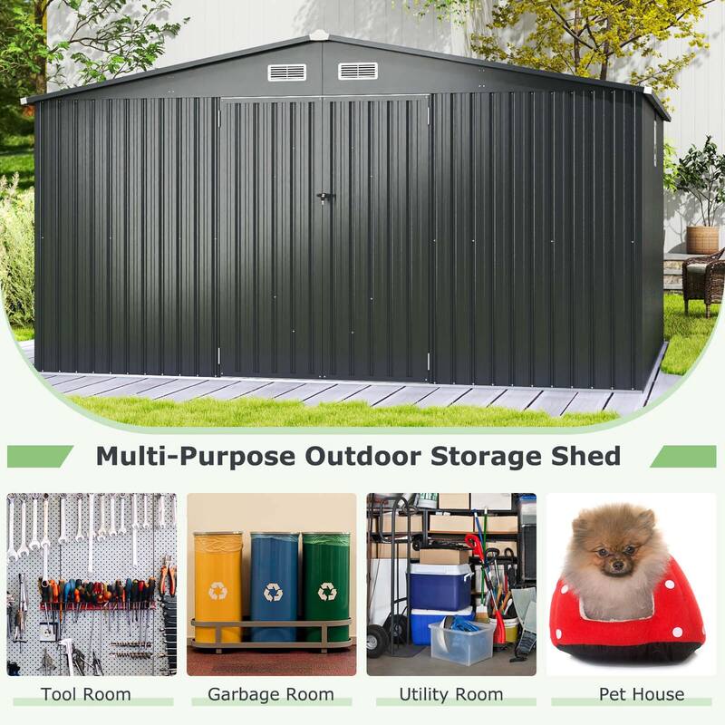 Costway 12 x 9.8 FT Outdoor Storage Shed All-Weather & Rustproof - See Details