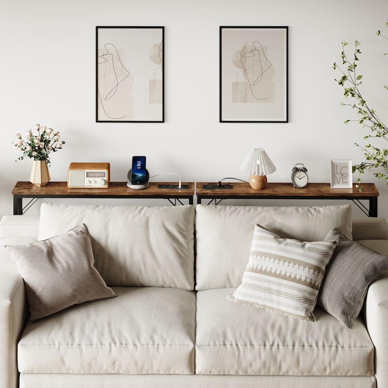 5.9" Narrow Sofa Table, Skinny Console Table with Storage