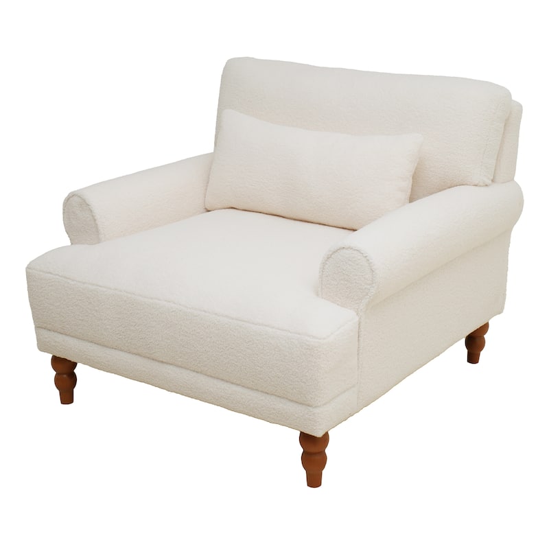 Accent chair, Elegant Circular Armrests, Ergonomic Lumbar Support, Vintage Roman Column Legs, for Living room,Bedroom