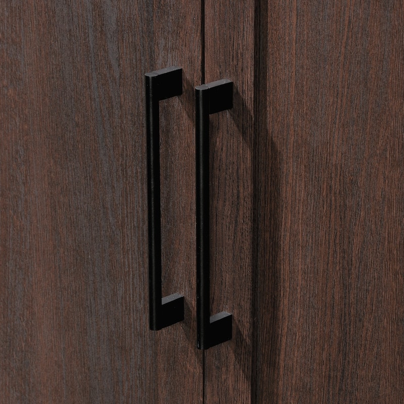 Wood Storage Cabinet with Fixed Shelves, Brown - 30.71"W x 17.21"D x 68.82"H