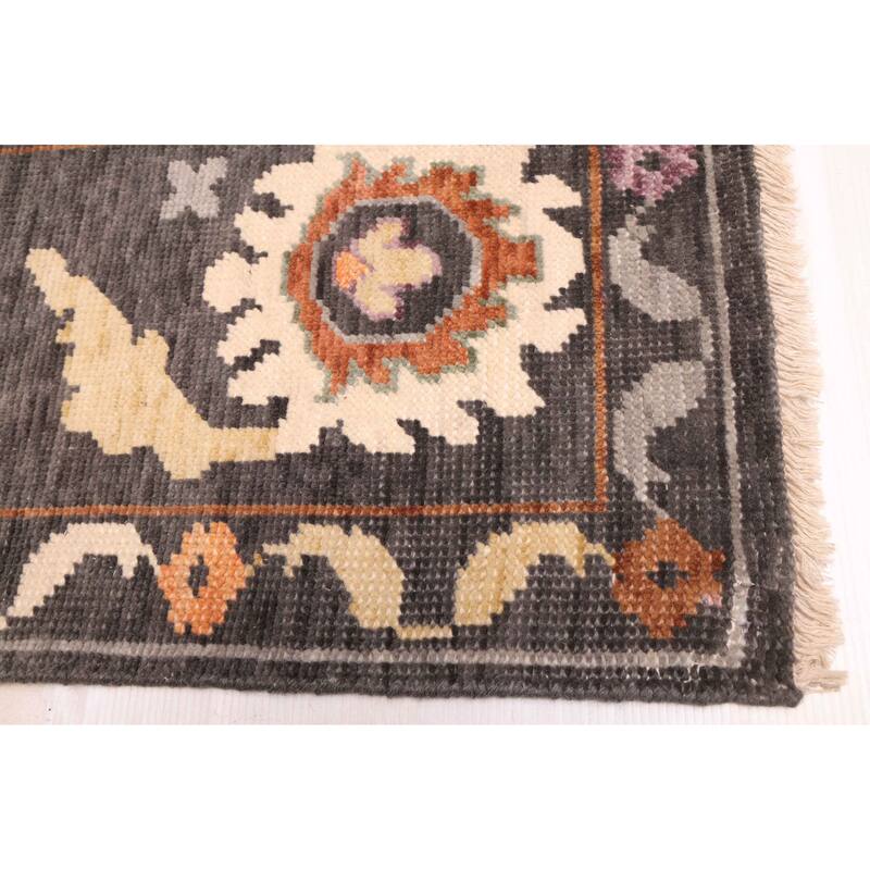 ECARPETGALLERY Hand-knotted Modern Oushak Charcoal Wool Rug - 8'0 x 9'11