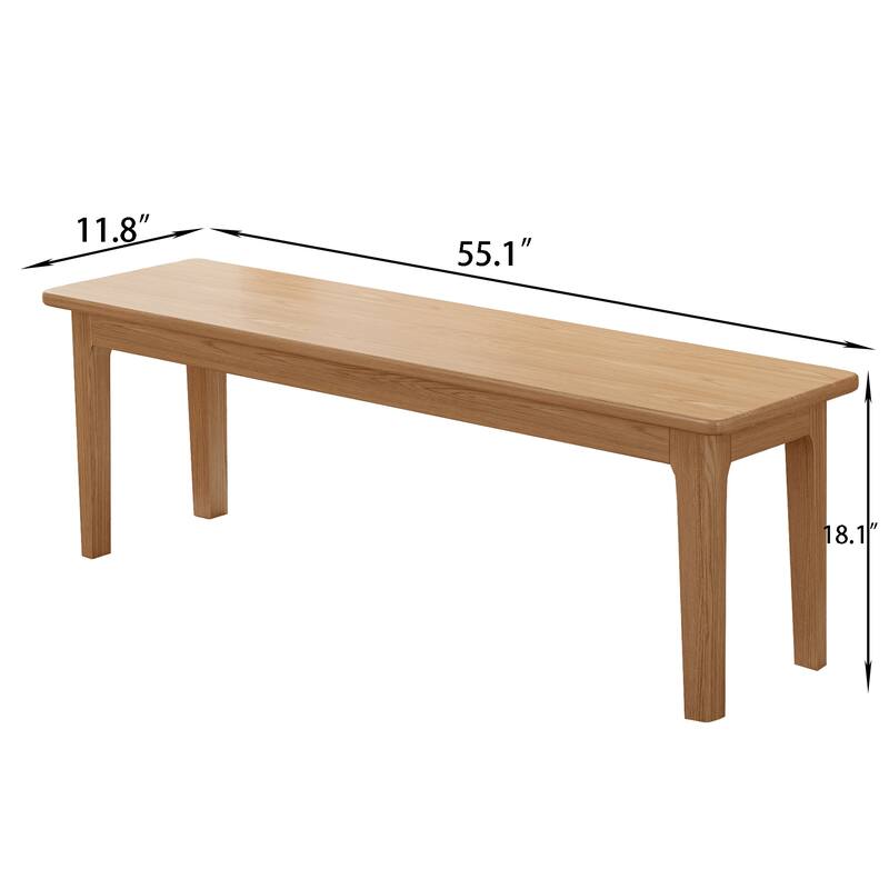 Solid Wood Bench Farmhouse Dining Bench Entryway Bench - 55.1''W x 11.8''D x 18.1''H