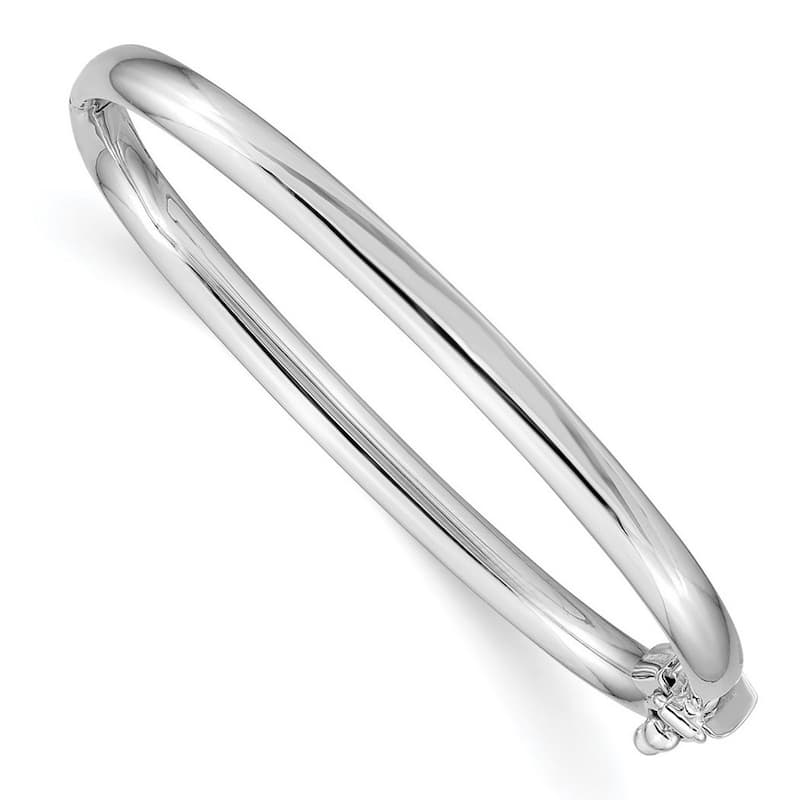 Curata 14k White Gold Hinged Polished Baby Bangle Bracelet