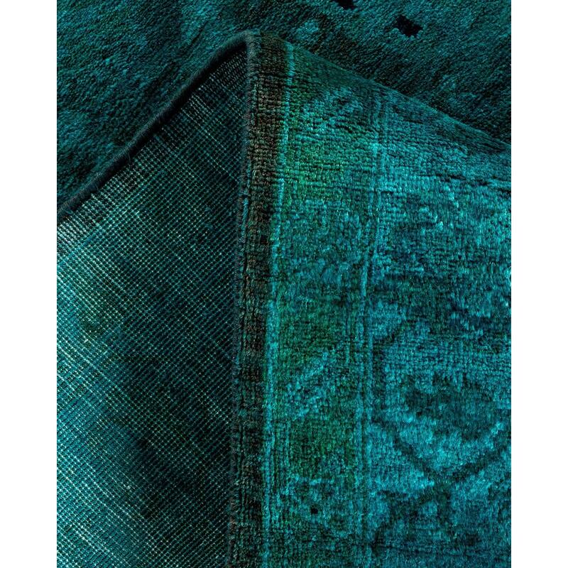 Overton Hand Knotted Wool Vintage Inspired Modern Contemporary Overdyed Blue Runner Rug - 3' 0" x 24' 6"