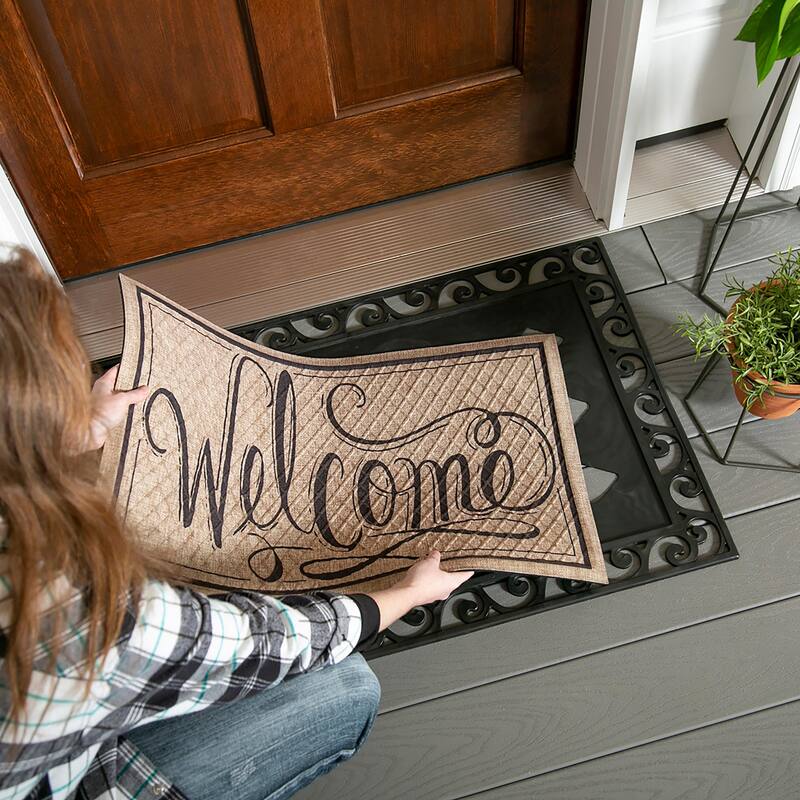 36" x 24" Cutout Scroll Floor Mat Tray