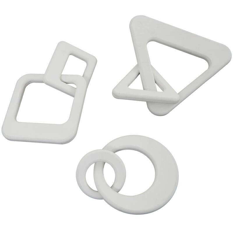 CosmoLiving by Cosmopolitan Geometric Wood Chain Sculpture (Set of 2, Set of 3) - Black, White, Brown