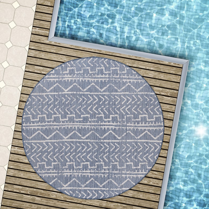 Beverly Rug Blue Trellis Indoor Outdoor Area Rug