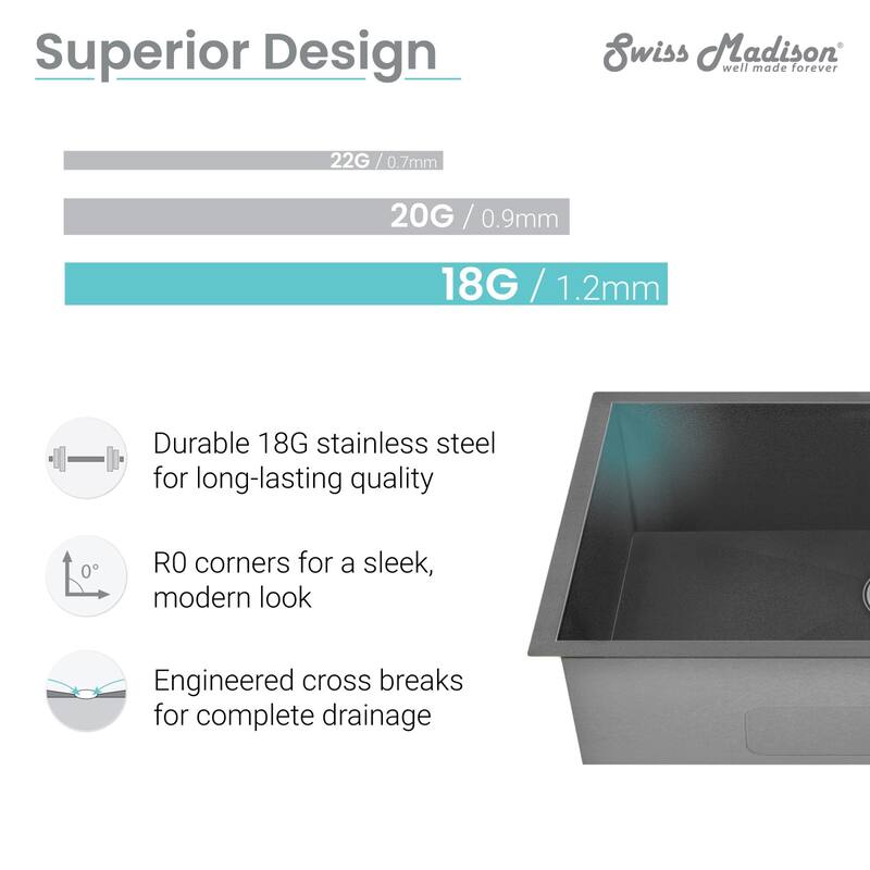 Swiss Madison Plaisir 26" Undermount Single Basin Stainless Steel