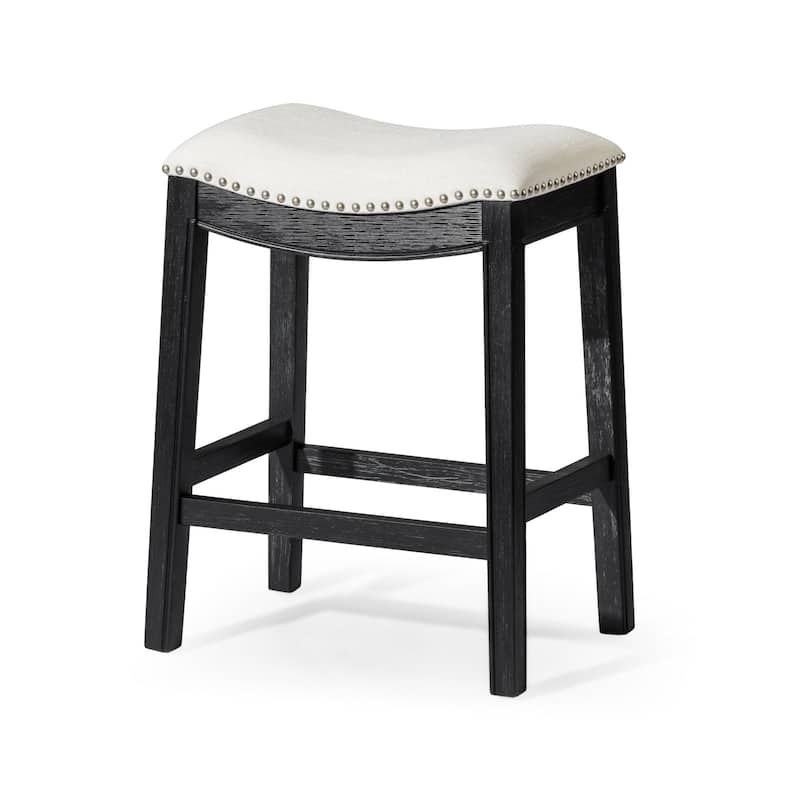 Maven Lane 26" Adrien Saddle Kitchen Counter Height Stool - Aged Black