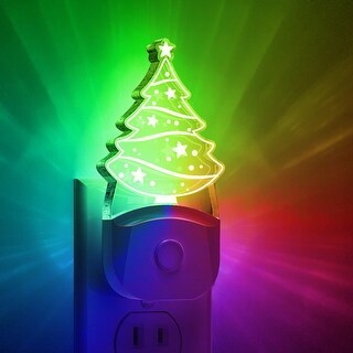 0.5W Christmas Tree LED Plug into Wall Night Light, Color Changing Nightlight with Dusk to Dawn Sensor for Kids,Bedroom,2 Pack
