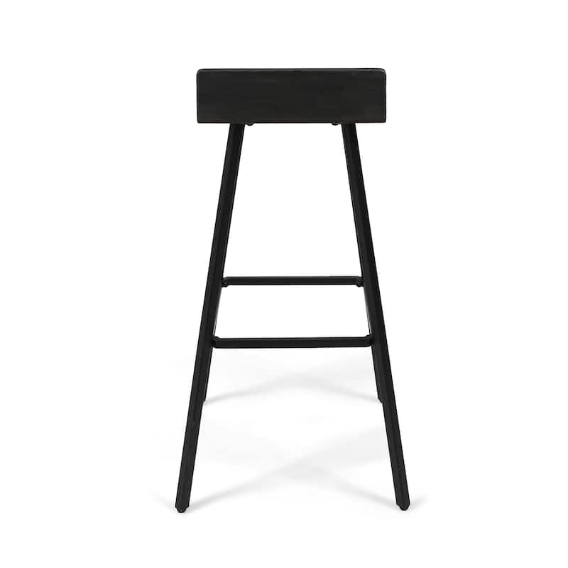 Roomfitters Industrial Metal Barstool Set with Wooden Seat and Backrest, Modern Design for Kitchen or Bar Counter, Set of 2