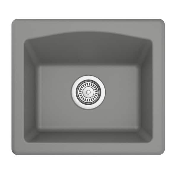 slide 2 of 40, Karran Drop-in or Undermount Quartz Single Bowl Kitchen Sink Grey