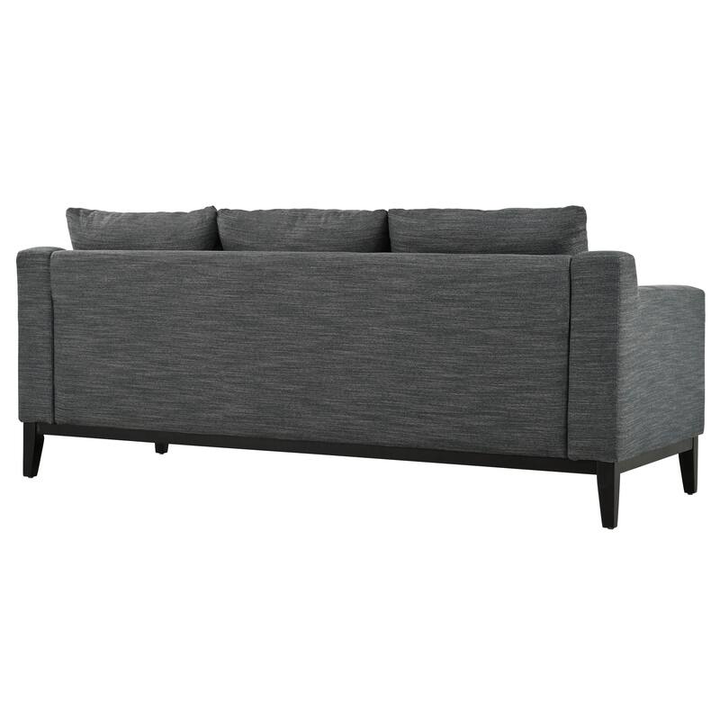 3 Seat Fabric Sofa, Couch Upholstered Leisure Couches with Deep Seats, Modern Square Arms Sofa with Wooden Legs