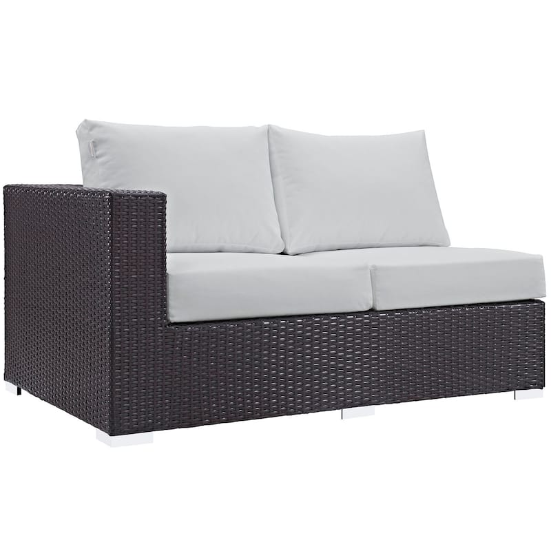 Convene Outdoor Patio Left Arm Loveseat - Espresso White