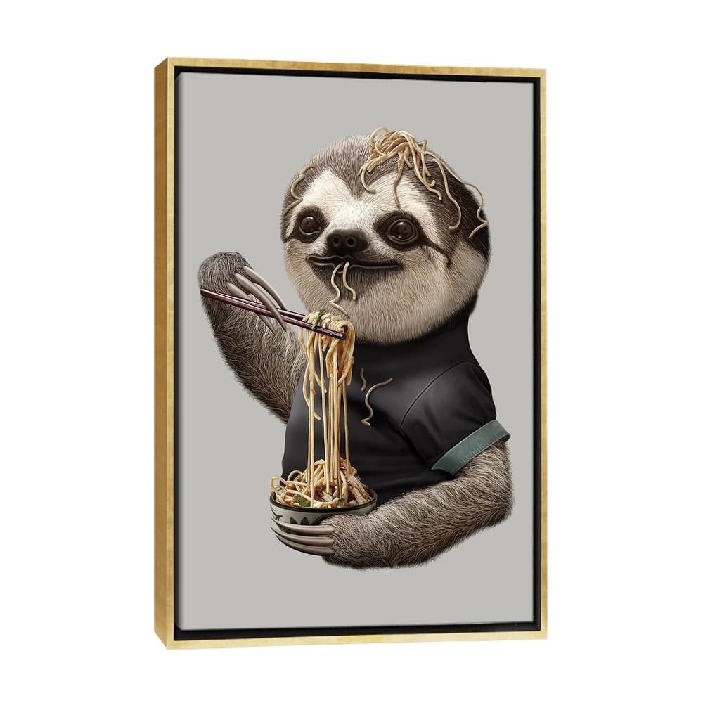 iCanvas "Sloth Eat Noodle" by Adam Lawless Framed Canvas Print