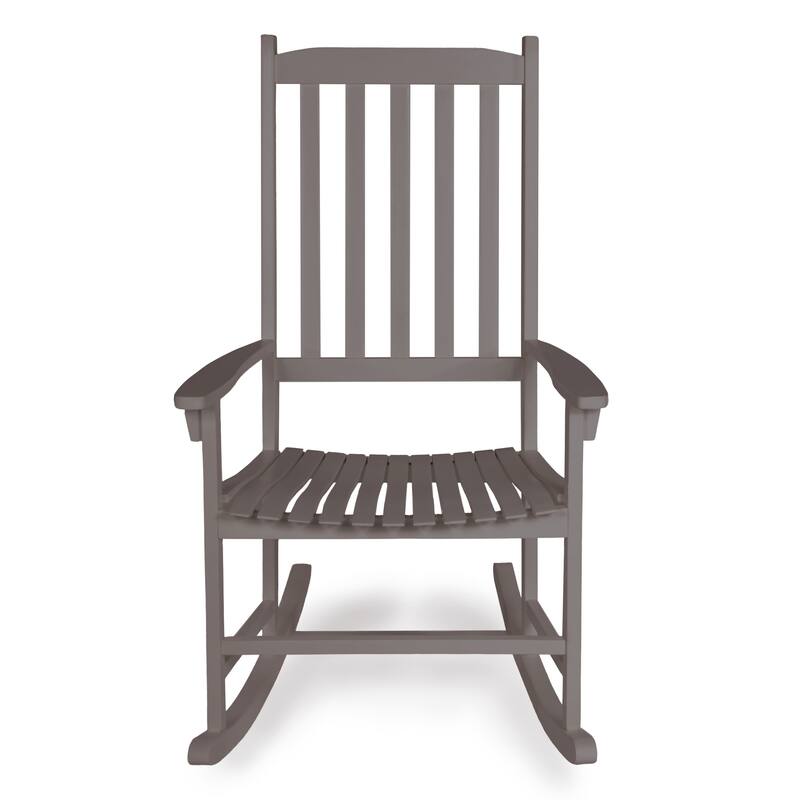Parker Farmhouse Classic Slat-Back 350-LBS Support Acacia Wood Outdoor Rocking Chair, by JONATHAN Y - Gray Wash