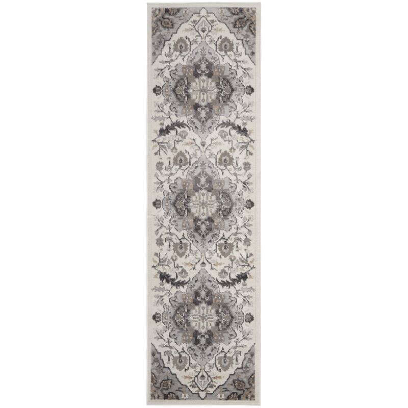Duda Power Loomed Abstract Floral Non Skid Stain Resistant Low Pile Area Rug By HomeRoots - 72' X '24' X '0.25