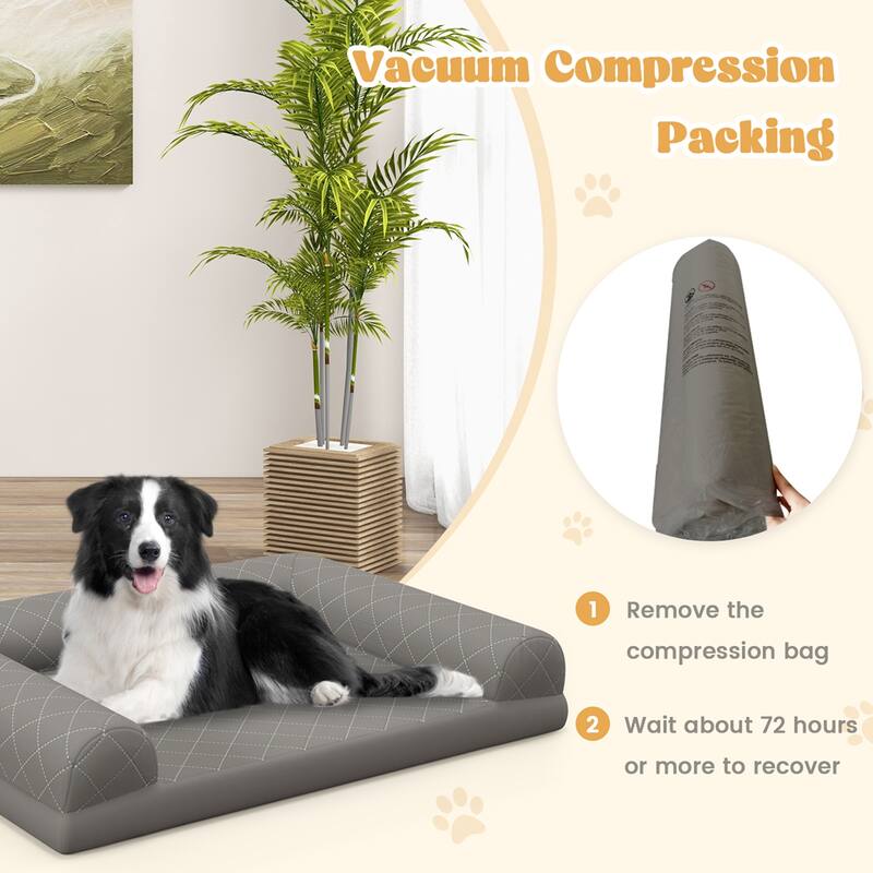 Costway Orthopedic Dog Bed Medium Small Dogs with 3-Side Bolster - See Details