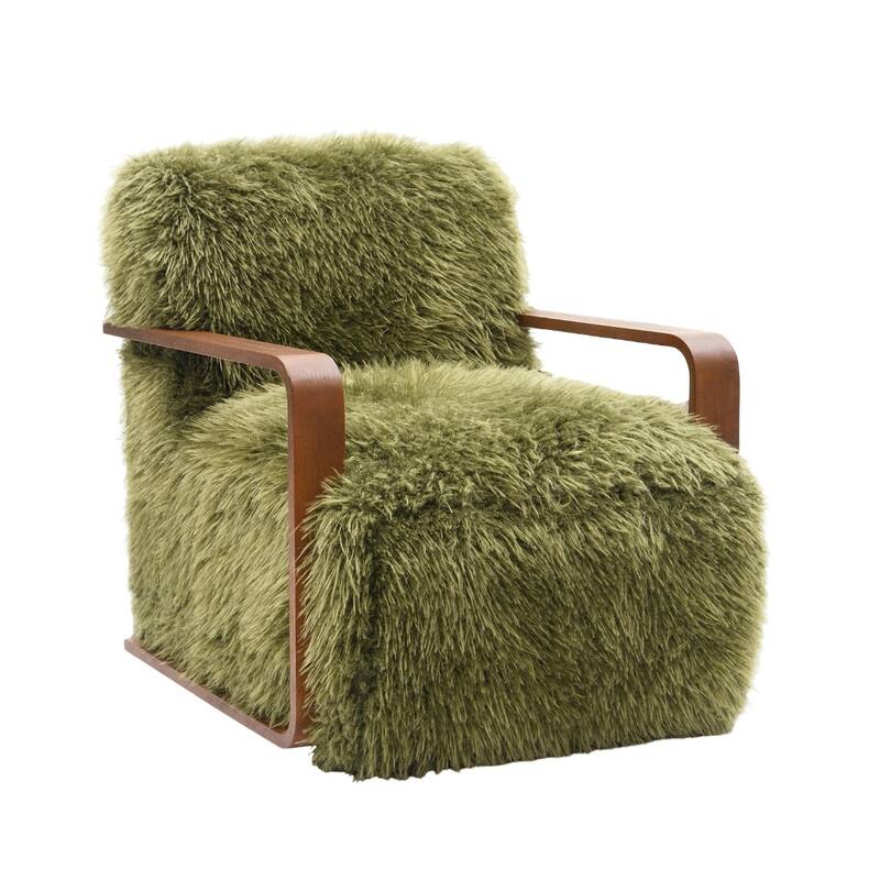 Contemporary Style 1pc Accent Chair Retro Inspired Curves Wooden Arms Tight Seat And Back Primary Living Room