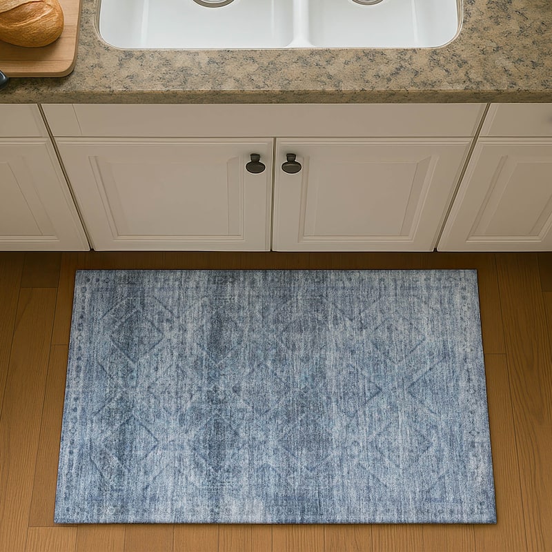 Premium Washable Super Soft Boho Moroccan Mayfield Rug - Blue - 1'8" x 2'6"