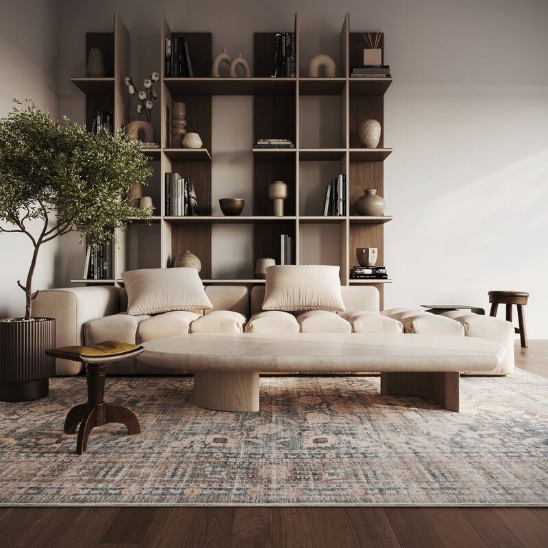 Nuloom Romilly Bordered Traditional Washable Area Rug - 5' x 8' - Tan