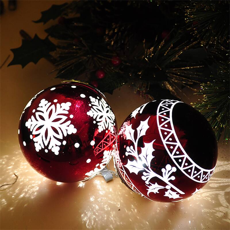 Classic Red&White Snow Folwer Christmas Ball Ornaments Xmas Tree Decor